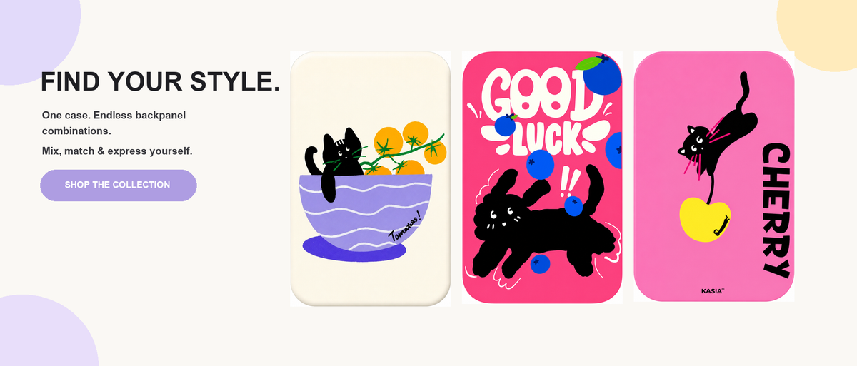 SkyCase magnetic backboards with cat illustrations on iPhone cases
